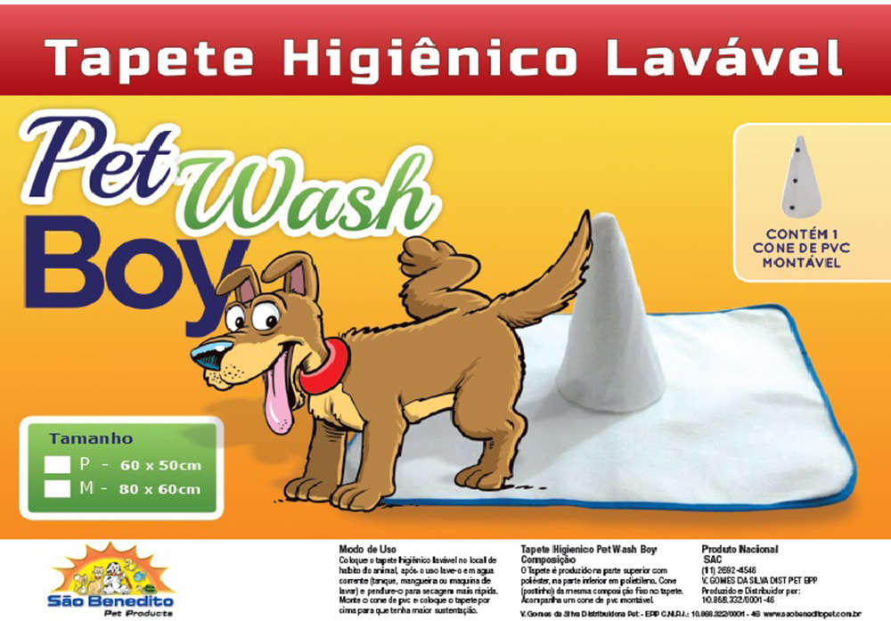 Tapete Higiênico Pet Wash Boy's São Benedito Pet Lavável com Poste - Tam. M