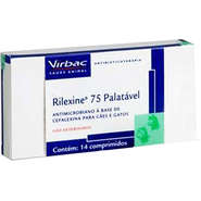 Antibiótico Virbac Rilexine Palatável para Cães e Gatos de 14 Comprimidos - 75 mg