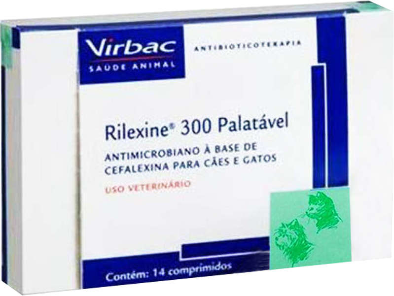 Antibiótico Virbac Rilexine Palatável para Cães e Gatos de 14 Comprimidos - 300 mg