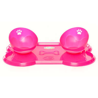 Kit Truqys Pets Jogo Americano Osso + 02 Comedouros Inclinados - Rosa