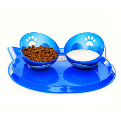 Kit Truqys Pets Jogo Americano Gato + 02 Comedouros Inclinados - Azul