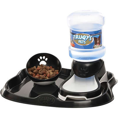 Kit Truqys Pets Bandeja Design+ Bebedouro Automático + Comedouro Inclinado - Preto