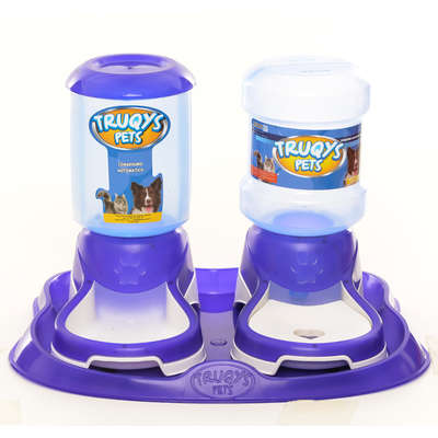 Kit Truqys Pets Automático Bandeja + Comedouro + Bebedouro - Roxo