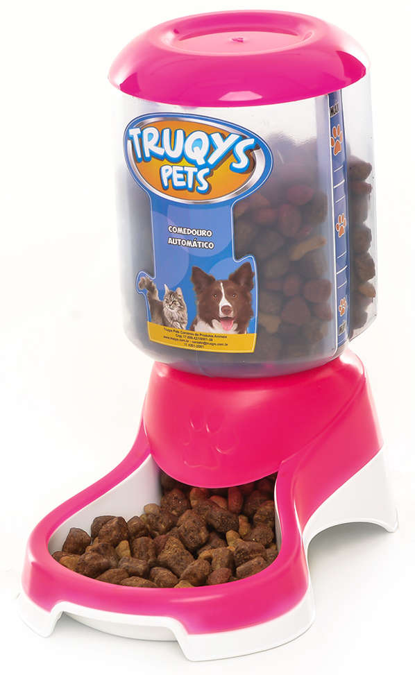 Comedouro Automático Truqys Pets Rosa com Galão - 1Kg