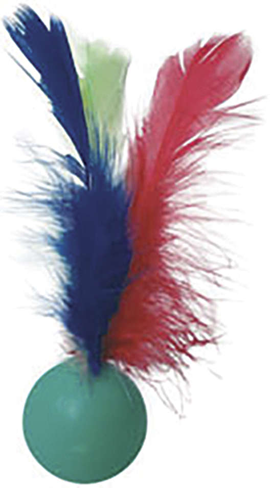 Brinquedo LCM Bolinha com Penas Cat Toy Azul para Gato - Azul