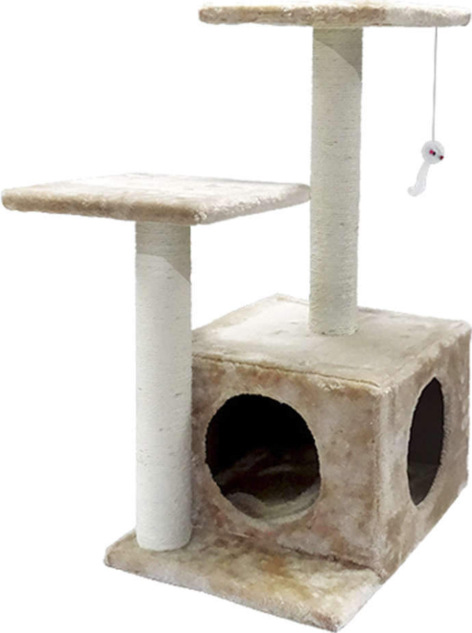 Brinquedo Arranhador The Pets Brasil 02 Bases Suspensas e Caixa - Bege