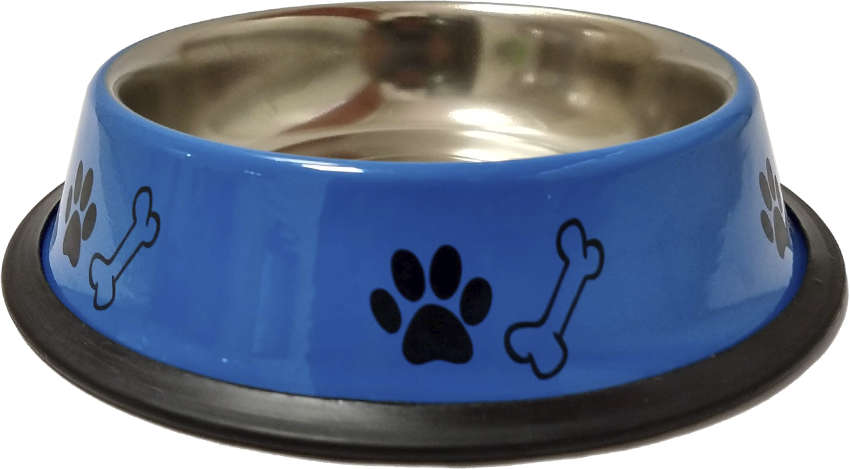 Comedouro The Pets Brasil Inox Pantone Decorado Azul - 480 mL