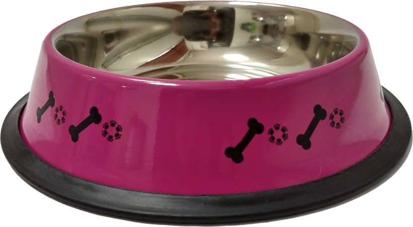 Comedouro The Pets Brasil Inox Pantone Decorado Rosa - 480 mL