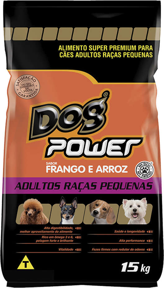Ração Dog Power Frango e Arroz para Cães Adultos Raças Pequenas - 15Kg