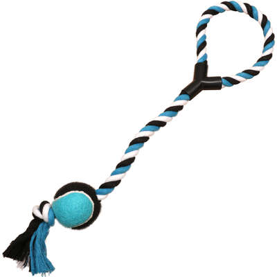 Mordedor em Corda de Algodão Pet&Go PlayGoo com Bola Azul/Preto