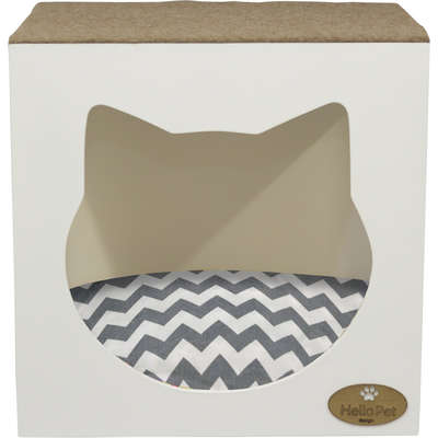 Cama Hello Pet Colmeia Cinza com Arranhador Branca