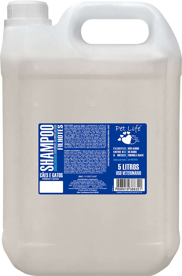 Shampoo Pet Life Filhotes para Cães e Gatos - 5 Litros