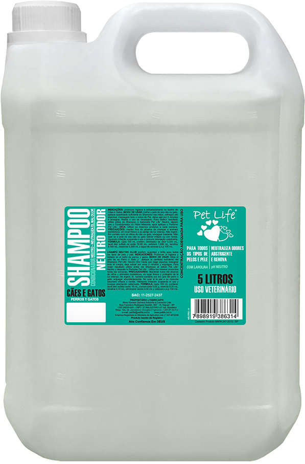 Shampoo Pet Life Neutro Odor para Cães e Gatos - 5 Litros