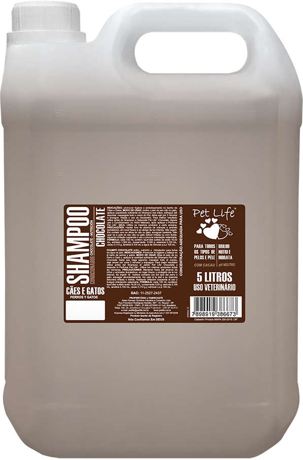 Shampoo Chocolate Pet life para Cães e Gatos - 5 Litros