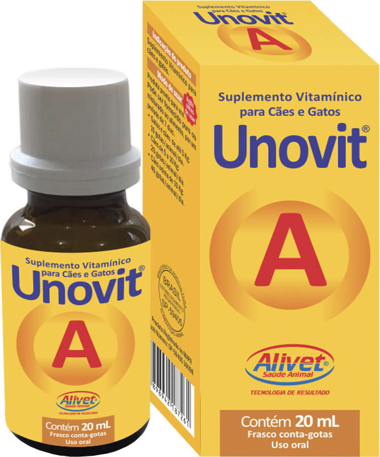 Suplemento Vitamínico Alivet Unovit A para Cães e Gatos - 20 mL