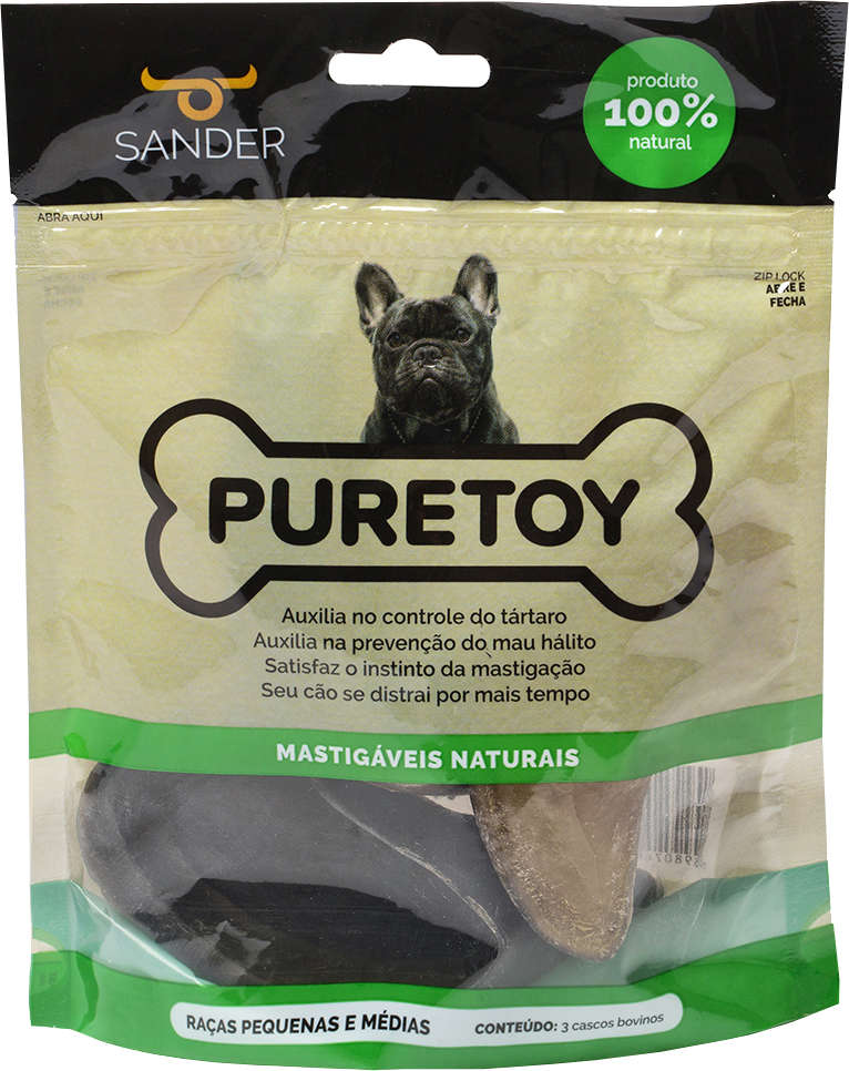 Casco Puretoy Mastigáveis Naturais para Cães Porte Pequeno e Médio Sabor Natural - 3 Unidades