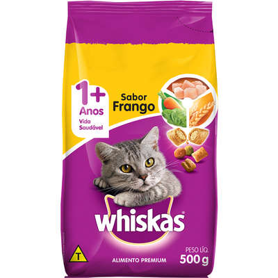 Ração Whiskas Frango para Gatos Adultos - 500gr
