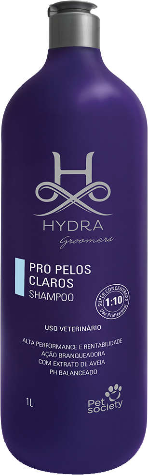 Shampoo Pet Society Hydra Groomers PRO Pelos Claros para Cães e Gatos - 1 Litro