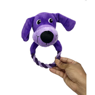 Brinquedo Akio Pelúcia com Squeaker Cão Roxo com Corda