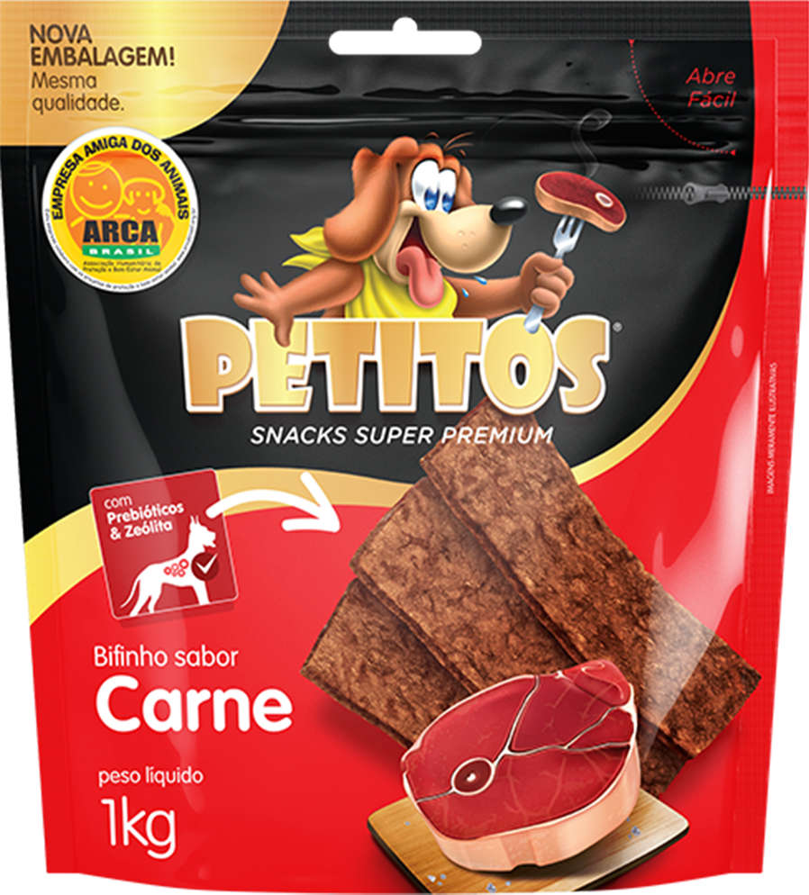 Bifinho Petitos para Cães Adultos Sabor Carne - 1Kg
