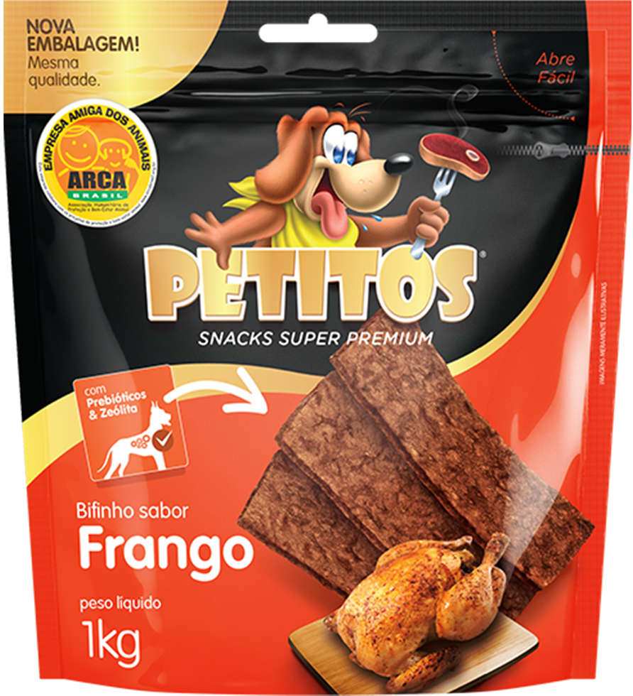 Bifinho Petitos para Cães Adultos Sabor Frango - 1Kg
