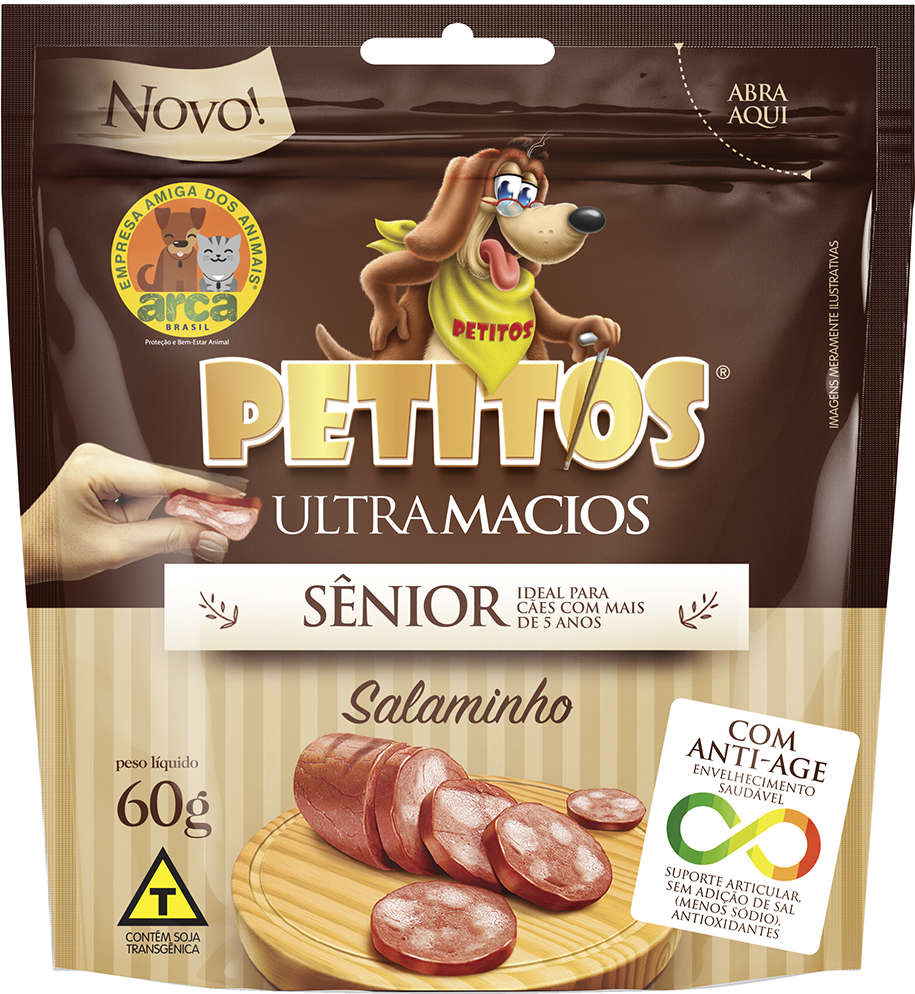 Petisco Petitos para Cães Idosos Sabor Salaminho - 60g