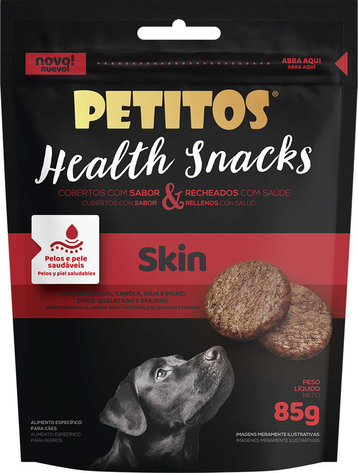 Petisco Petitos para Cães Adultos Sabor Carne Health Skin - 85g