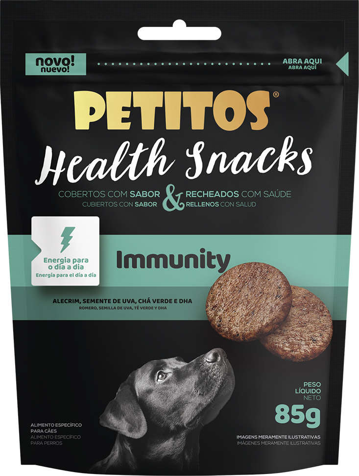 Petisco Petitos para Cães Adultos Sabor Carne Health Immunity - 85g