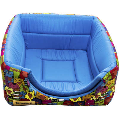 Cama Luppet Conforto Iglu 2 em 1 com Estampa de Gatos Azul