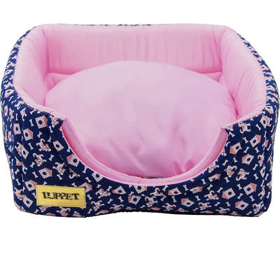 Cama Luppet Conforto Iglu 2 em 1 com Estampa de Cachorro e Casa Rosa