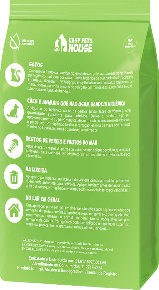 Pó Higiênico Easy Pet & House Limão - 1Kg