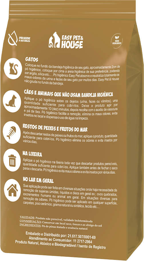 Pó Higiênico Easy Pet & House Sândalo - 1Kg