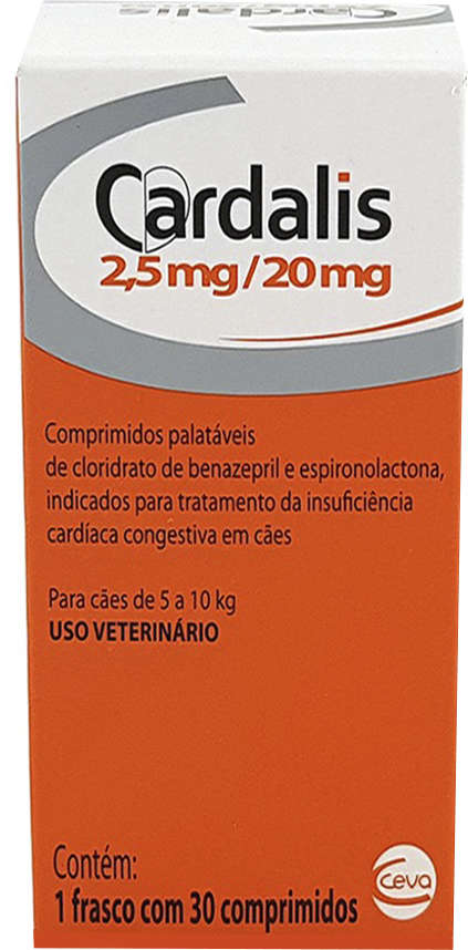 Cardalis Ceva 30 Comprimidos - 2,5mg/20mg Cães de 5 a 10Kg