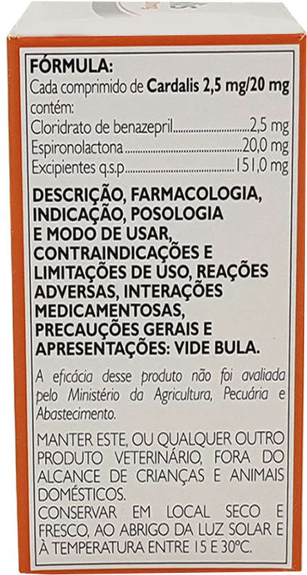 Cardalis Ceva 30 Comprimidos - 2,5mg/20mg Cães de 5 a 10Kg