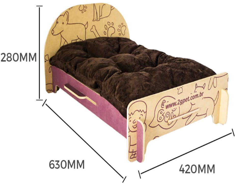 Cama com Cabeceira 2G Acessórios Pet - Vinho