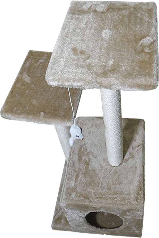 Brinquedo Arranhador The Pets Brasil 02 Bases Suspensas e Caixa - Bege