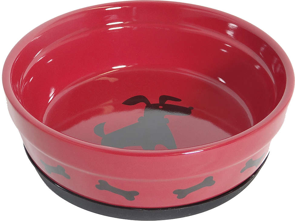 Comedouro Porcelana The Pets Cão Vermelho/Preto - 440 mL