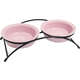Comedouro Porcelana The Pets Duplo Suspenso Patinhas Rosa