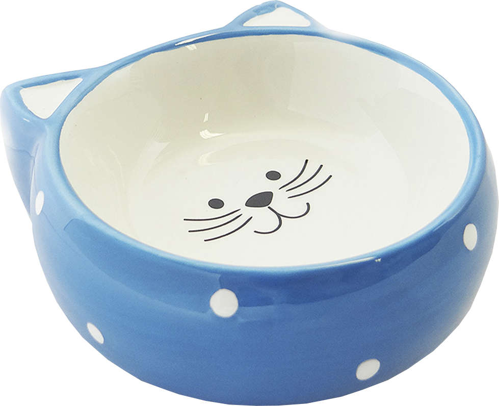 Comedouro Porcelana The Pets Face Cat Azul Fundo - 200 mL