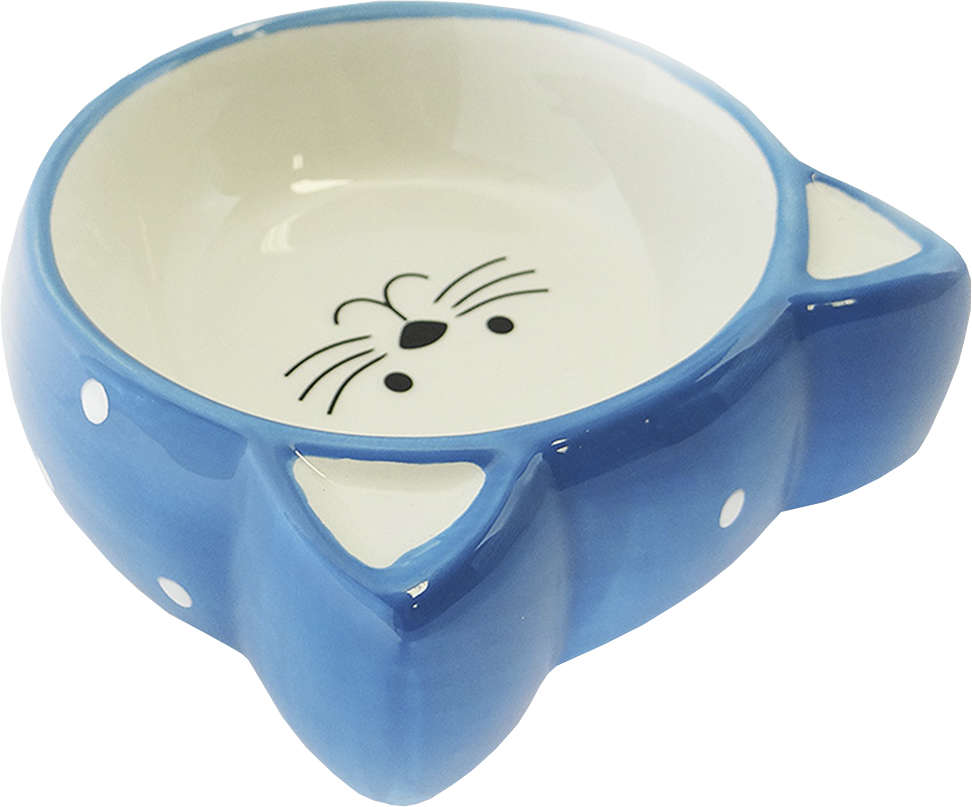 Comedouro Porcelana The Pets Face Cat Azul Fundo - 200 mL
