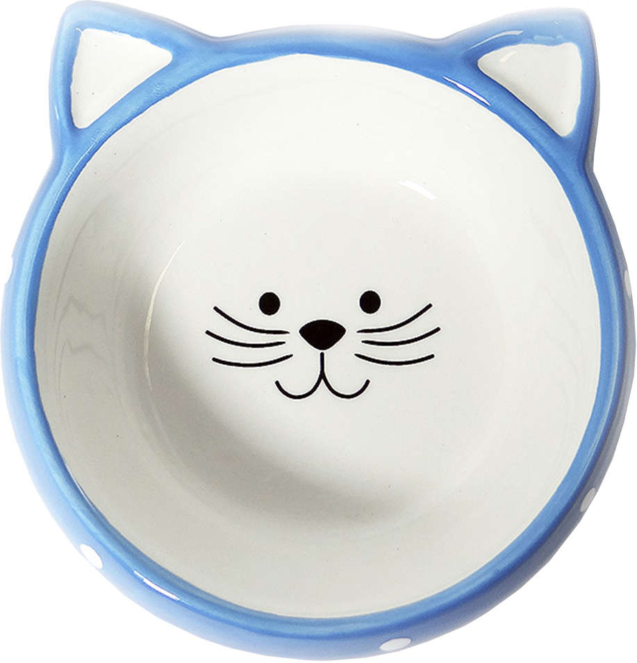 Comedouro Porcelana The Pets Face Cat Azul Fundo - 200 mL