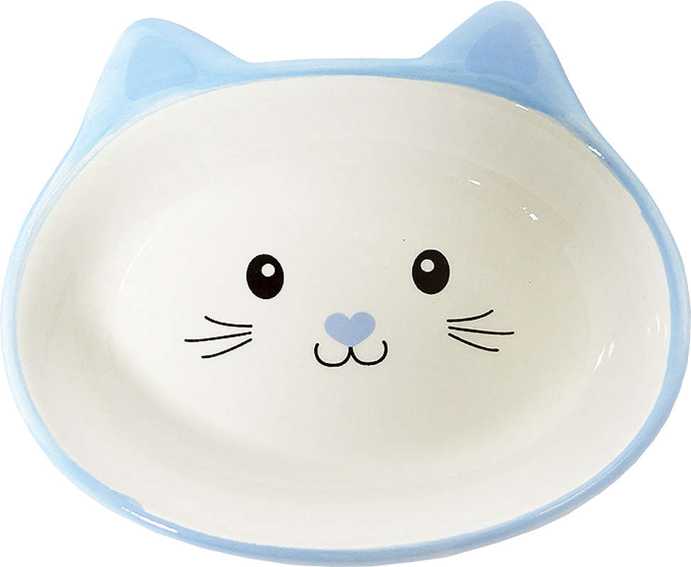 Comedouro Porcelana The Pets Face Cat Azul Raso - 200 mL