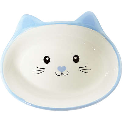 Comedouro Porcelana Power Pets Face Cat Azul Raso A024b