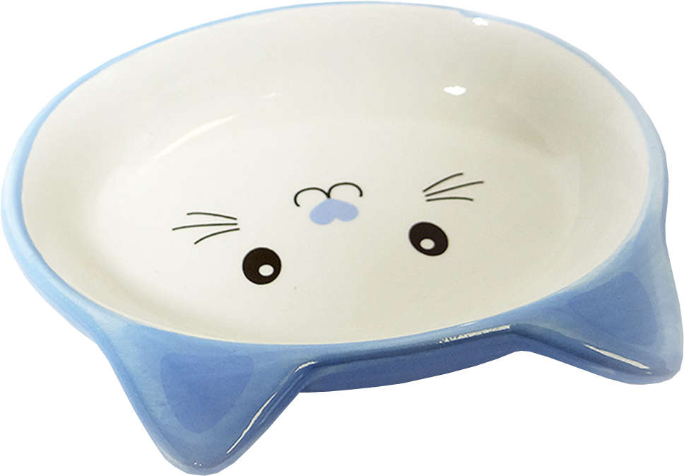 Comedouro Porcelana The Pets Face Cat Azul Raso - 200 mL