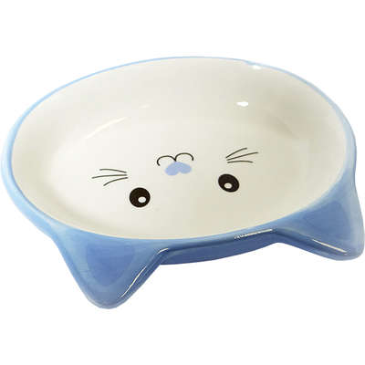 Comedouro Porcelana Power Pets Face Cat Azul Raso A024b