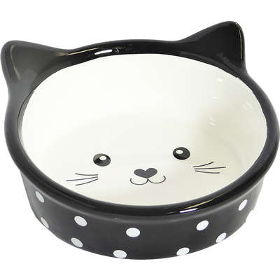 Comedouro Porcelana Power Pets Face Cat Preto Hd16c411