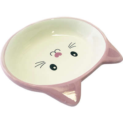 Comedouro Porcelana Power Pets Face Cat Rosa Raso A024p