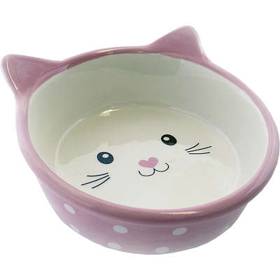 Comedouro Porcelana Power Pets Face Cat Rosa Fundo Hd16c411p