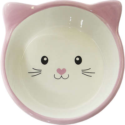Comedouro Porcelana Power Pets Face Cat Rosa Fundo Hd16c411p