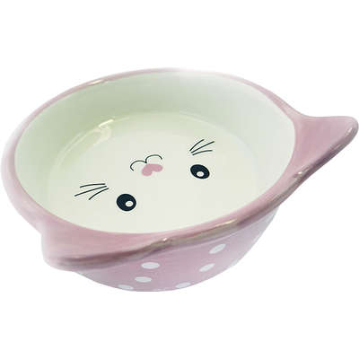 Comedouro Porcelana Power Pets Face Cat Rosa Fundo Hd16c411p
